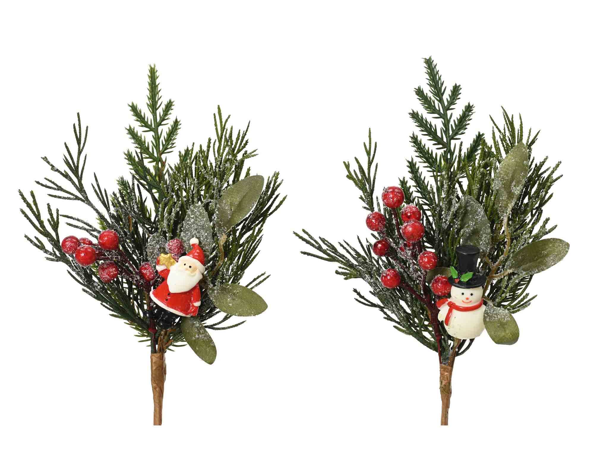 Decorazione Ramo con Clip PInnevato Assortito Verde e Rosso 8x20cm