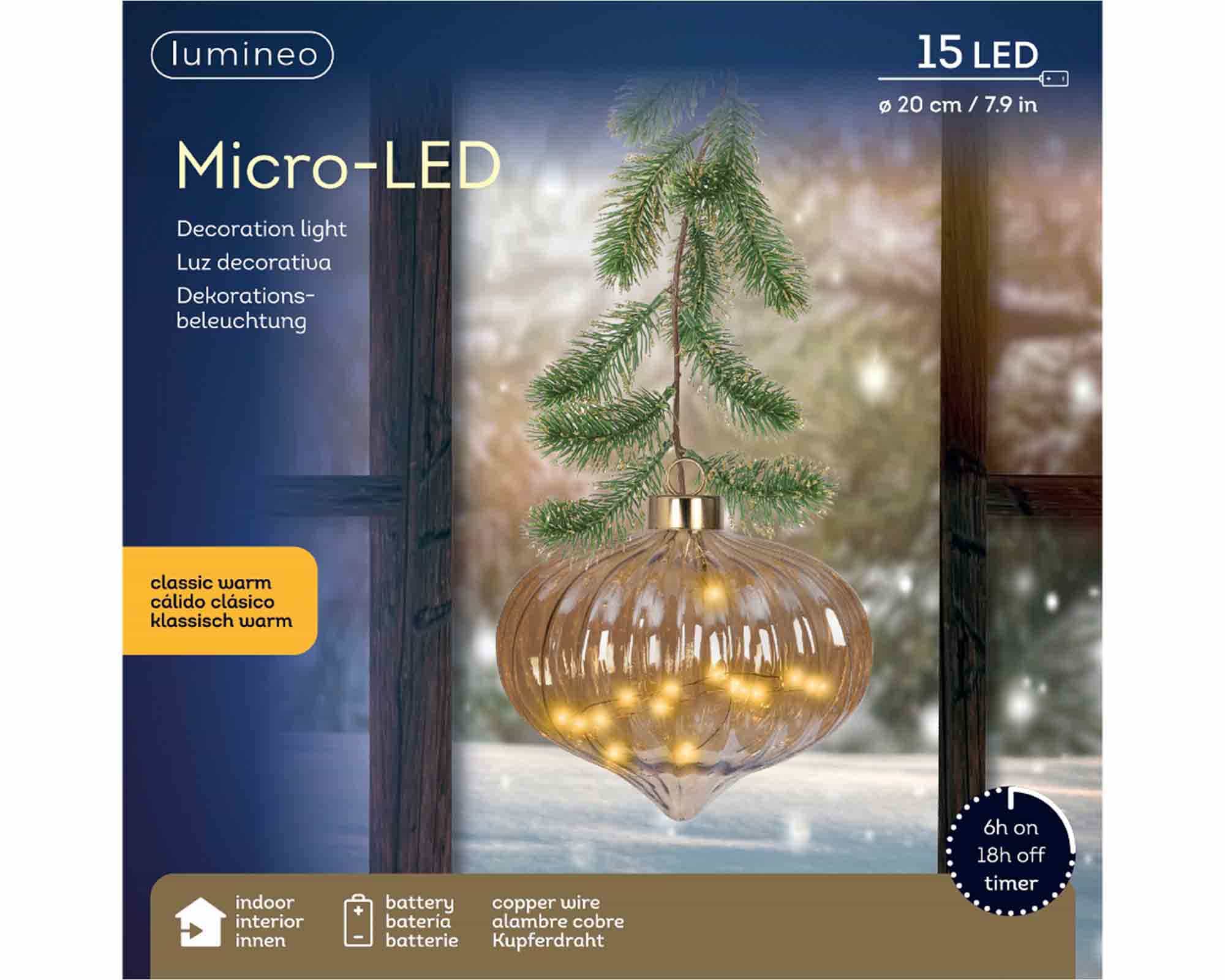 Sfera Luci Microled con Tralcio Ambra e Bianco D20x21cm - immagine 4