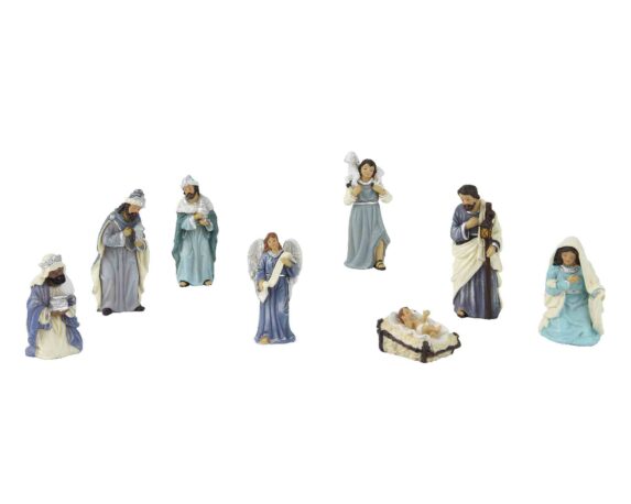 Set 8 Pz Statuette della Natività 4x3x9cm in Poliresina