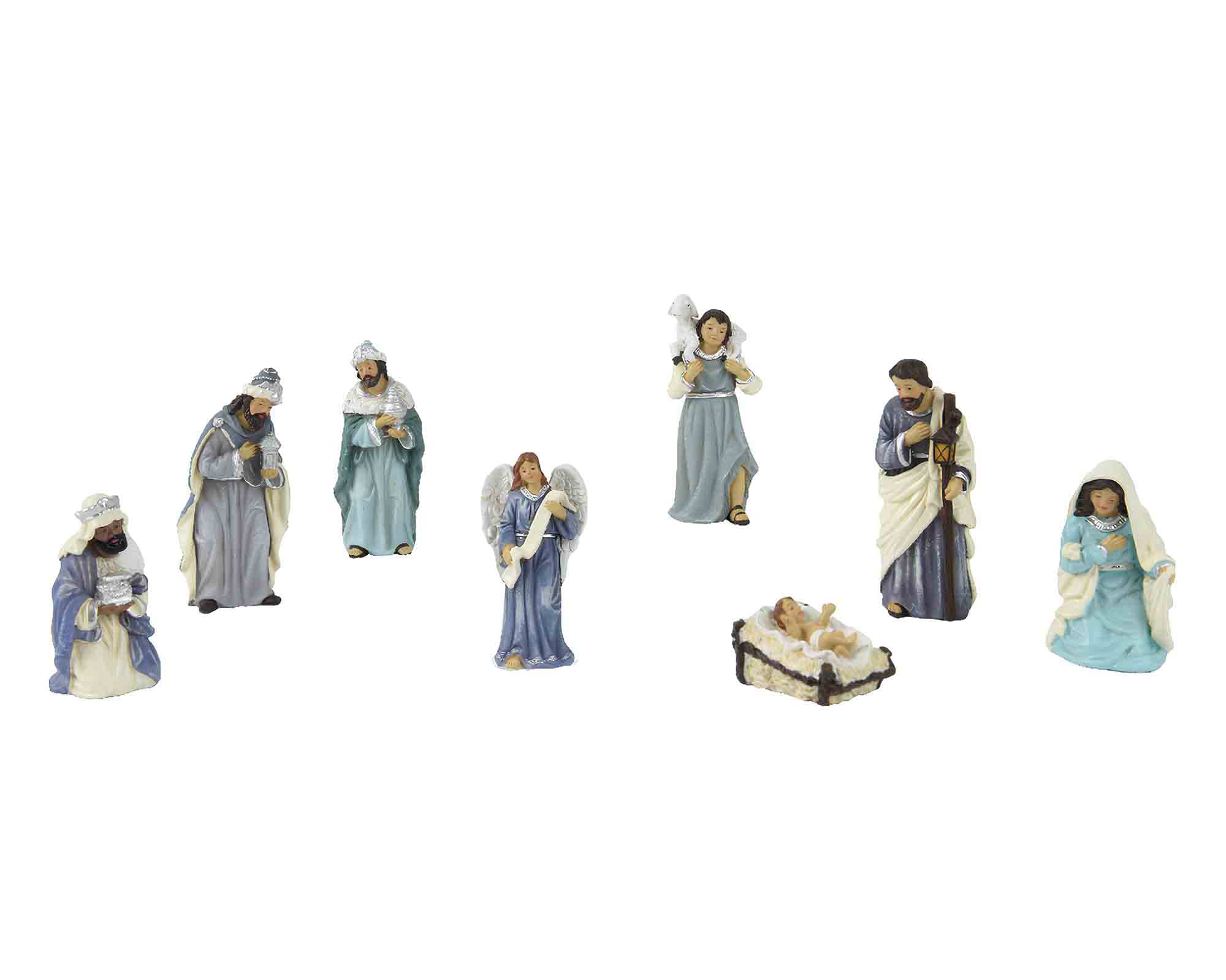 Set 8 Pz Statuette della Natività 4x3x9cm in Poliresina