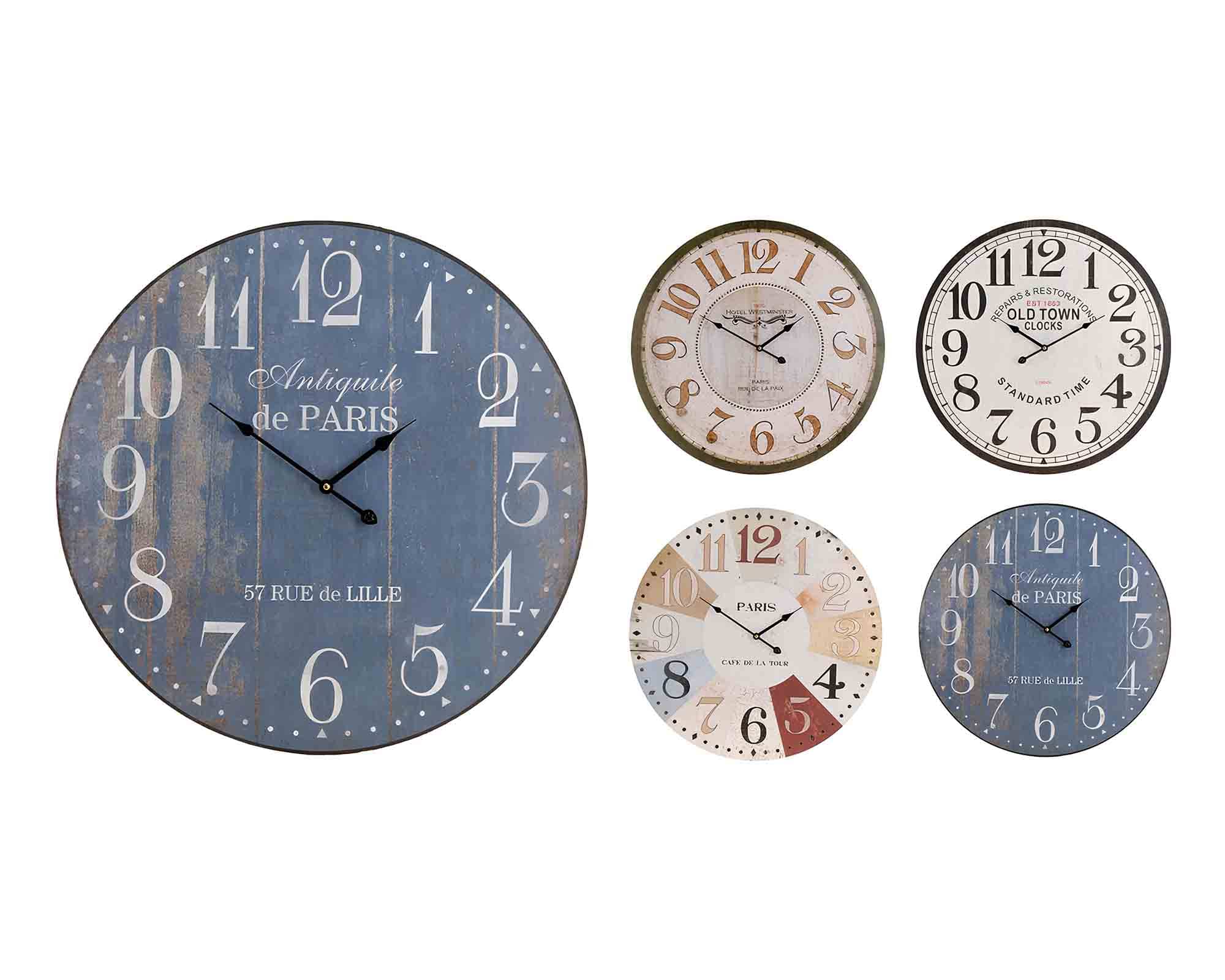 Orologio da Parete 60cm Assortito in Legno e Metallo