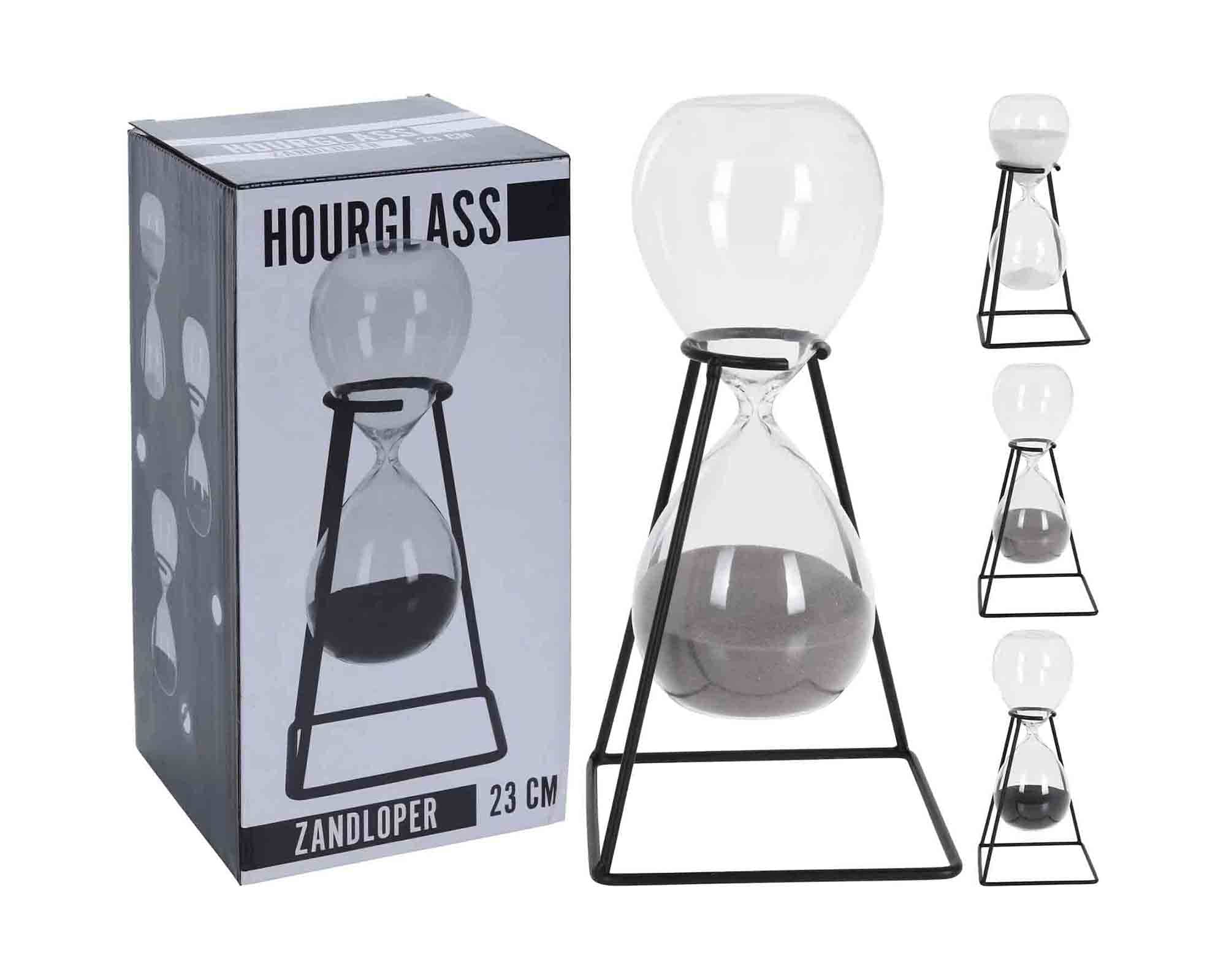 Clessidra a Sabbia con Supporto Assortito D6x19cm in Vetro e Metallo