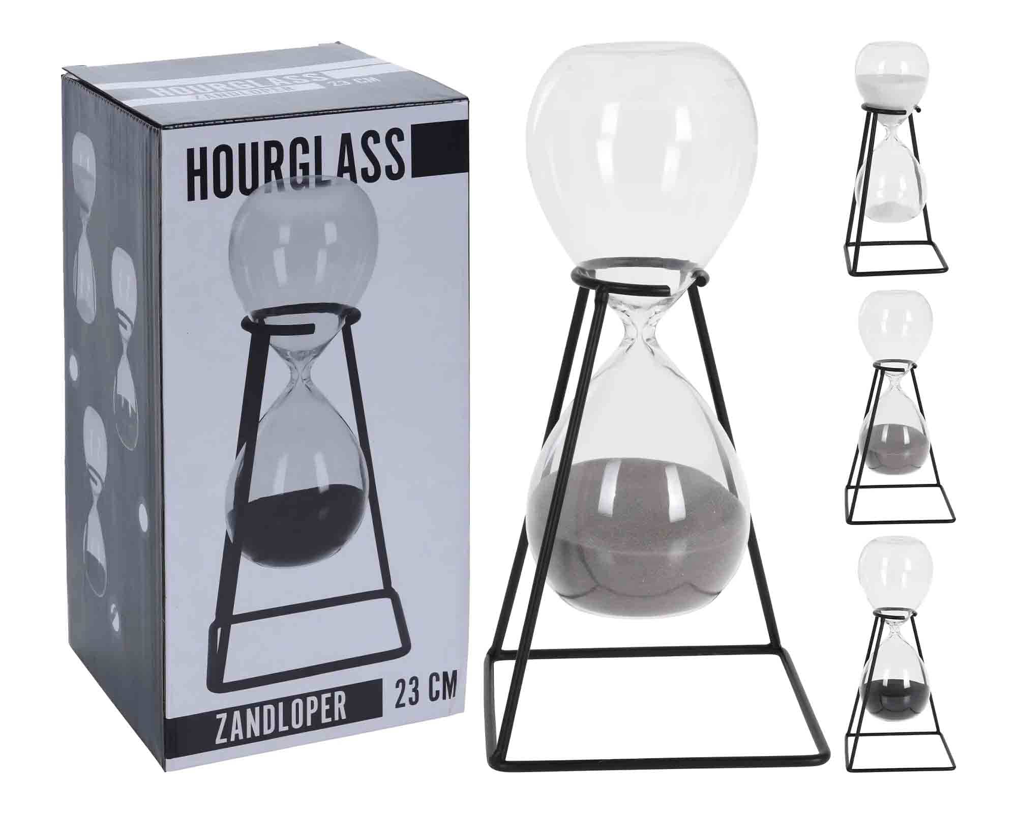 Clessidra a Sabbia con Supporto Assortito 23cm in Vetro e Metallo