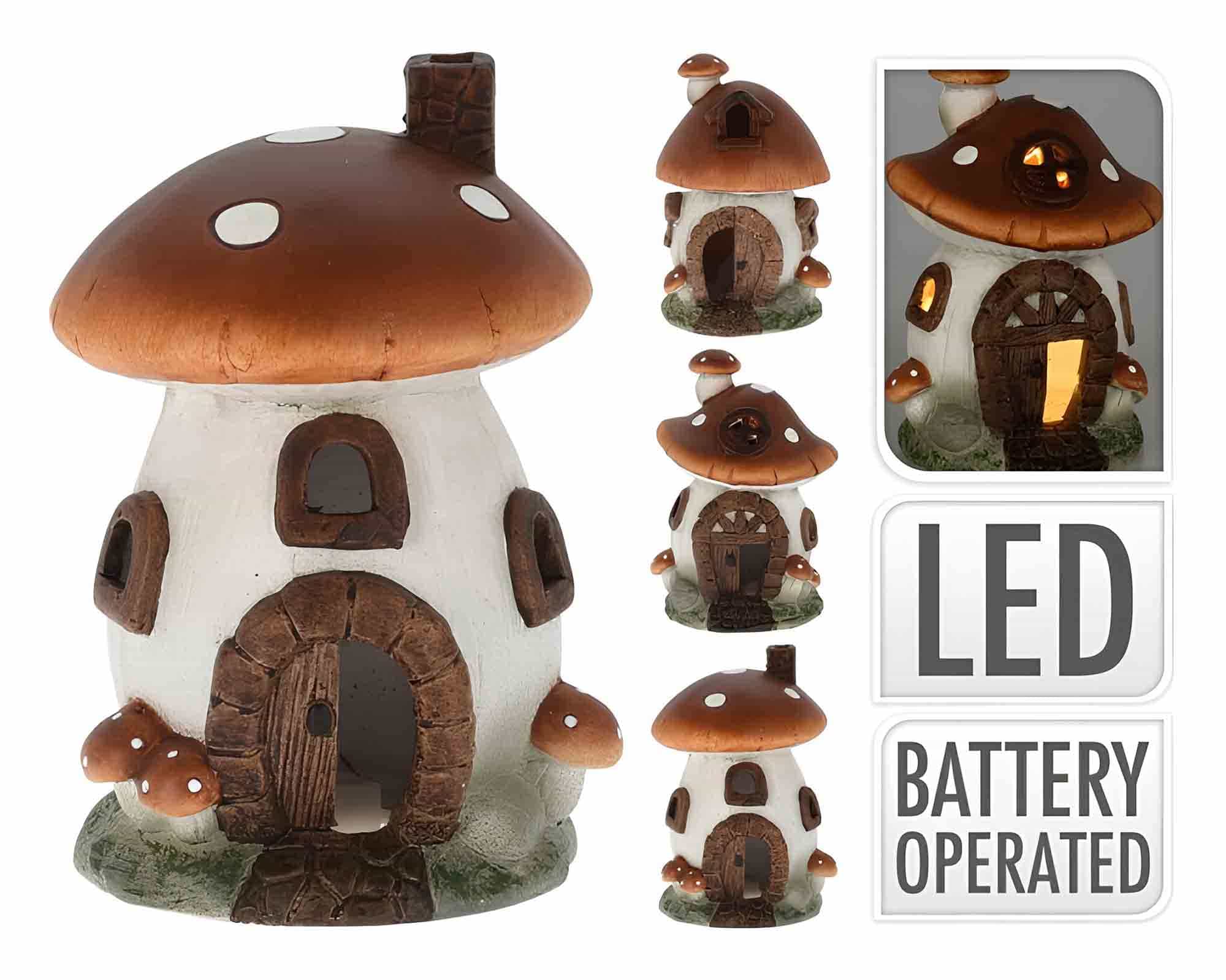 Decorazione Fungo con Microled Assortito 17h in Ceramica