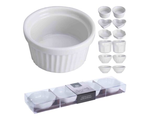 Set 4 Pz Ciotola Righe Elegante e Pratico Assortito D6x3cm in Porcellana