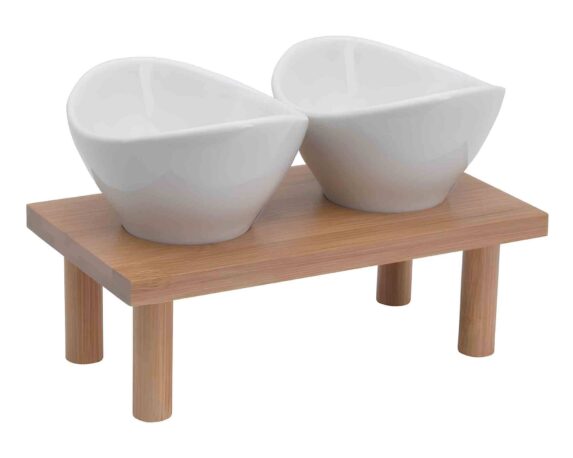 Set 2 Pz Ciotole per Aperitivo con Base da Appoggio 10×8,7cm in Legno e Ceramica