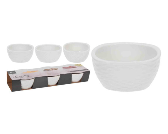 Set 3 Pz Ciotola Bianco Assortito D9cm in Porcellana