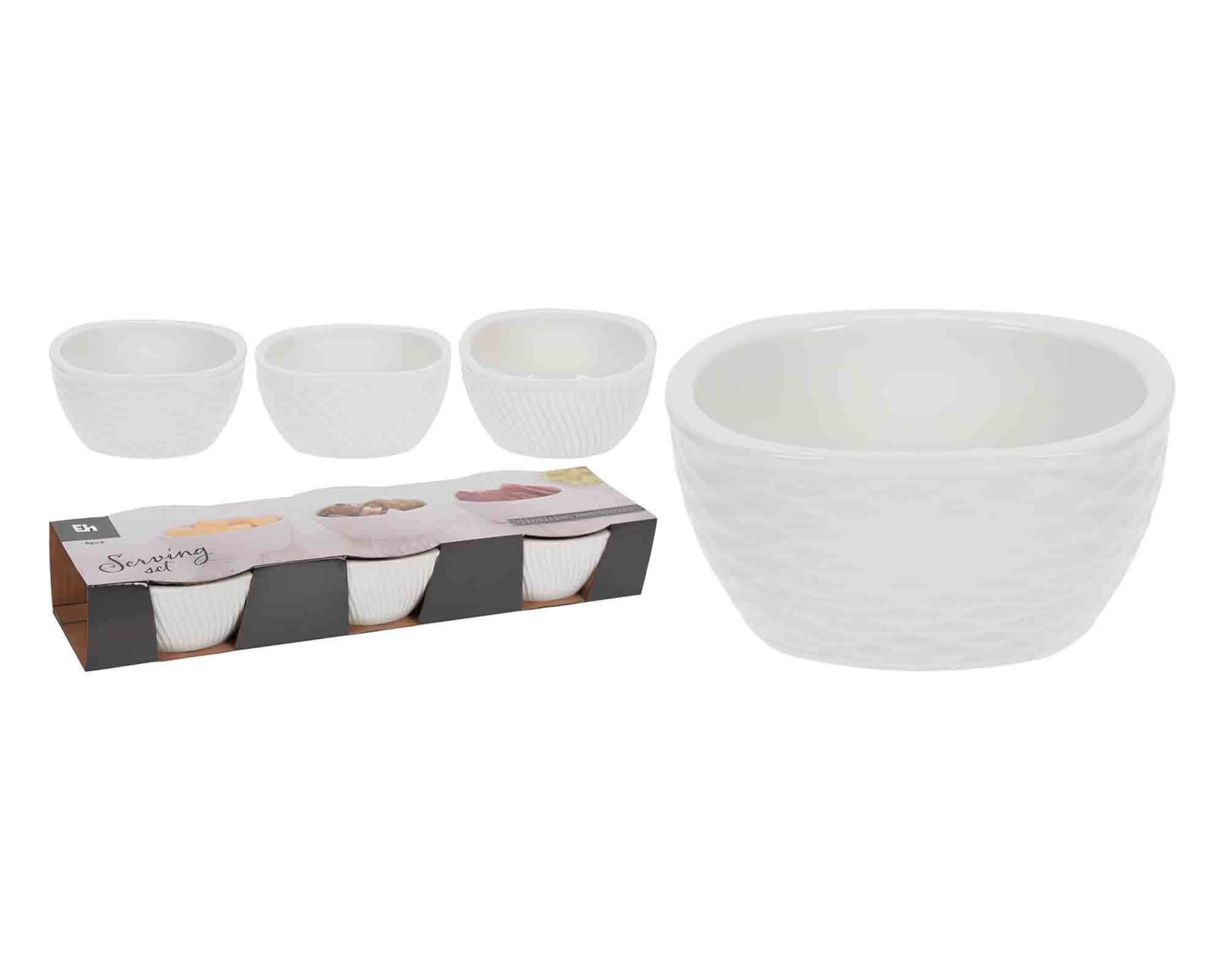 Set 3 Pz Ciotola Bianco Assortito D9cm in Porcellana