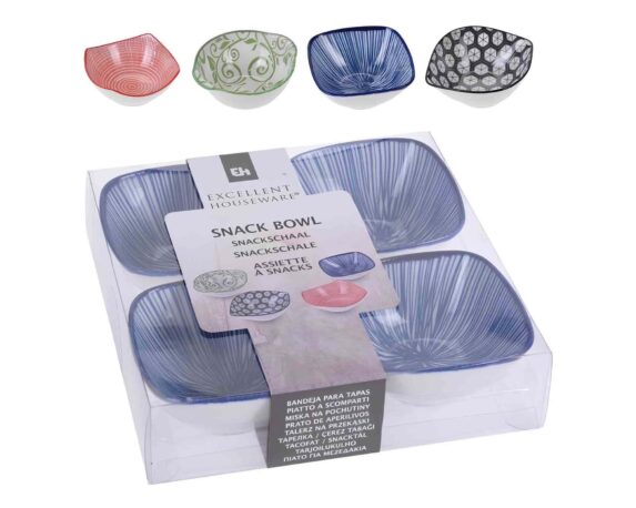 Set 4 Pz Ciotola Elegante e Pratico Assortito D9cm in Porcellana