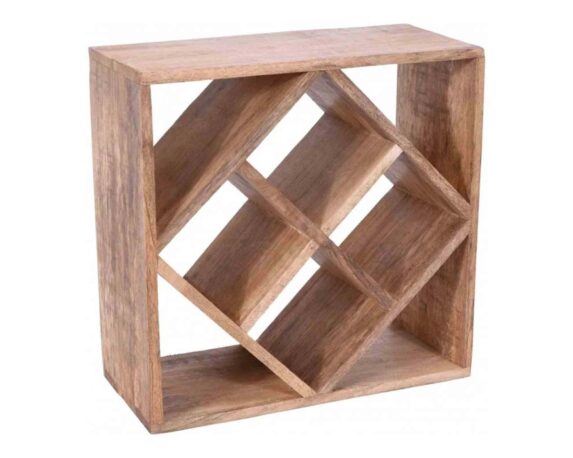 Portabottiglie con 4 Ripiani Naturale 33x33x15cm in Legno