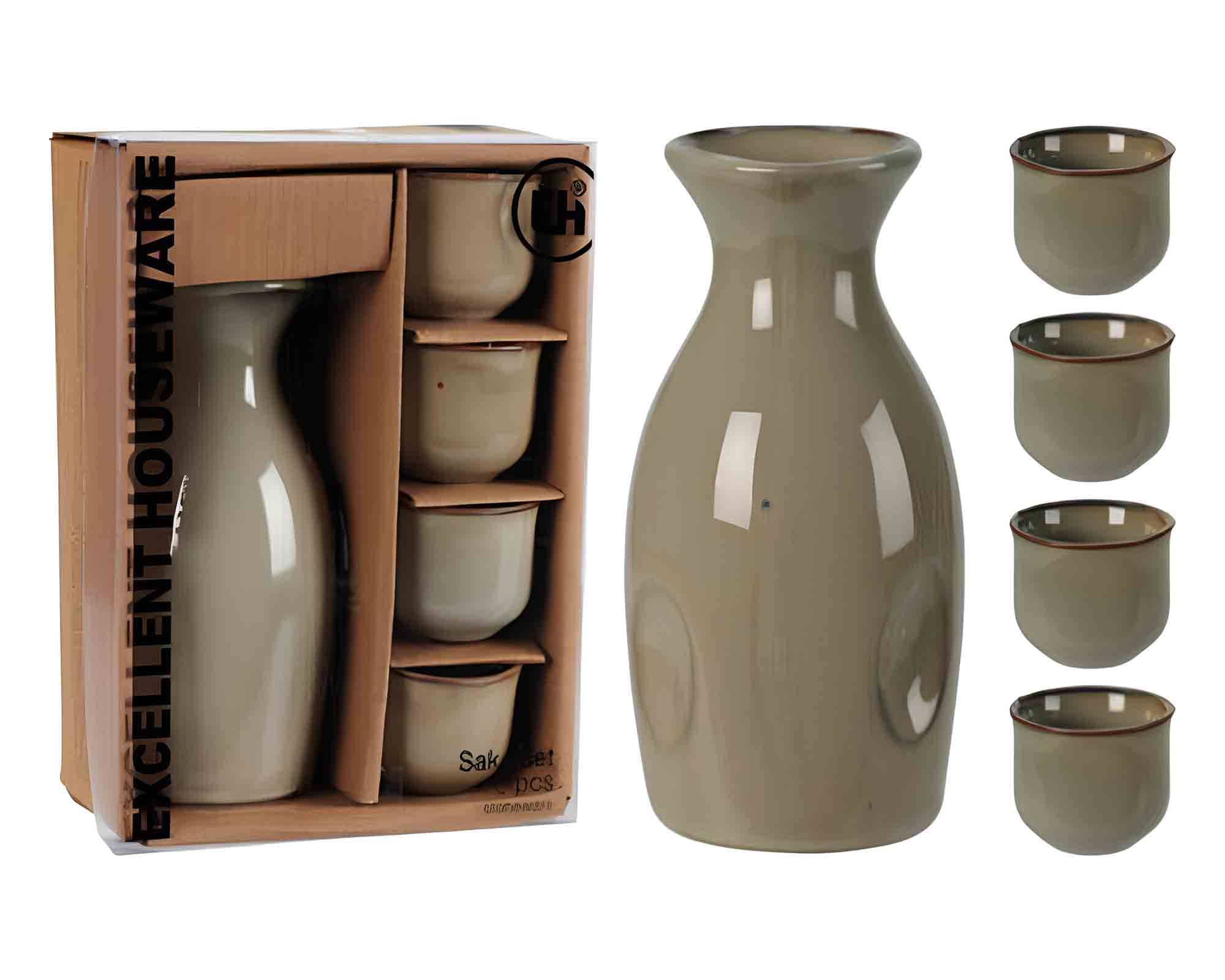 Set 5 Pz Servizio Sake in Ceramica
