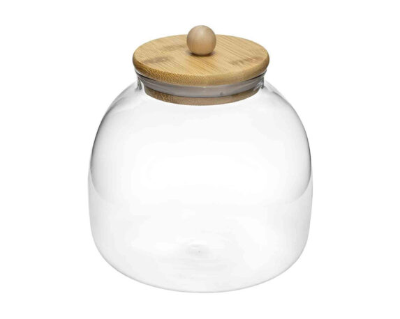 Barattolo Guarnizione con Coperchio D14x16cm in Vetro e Legno