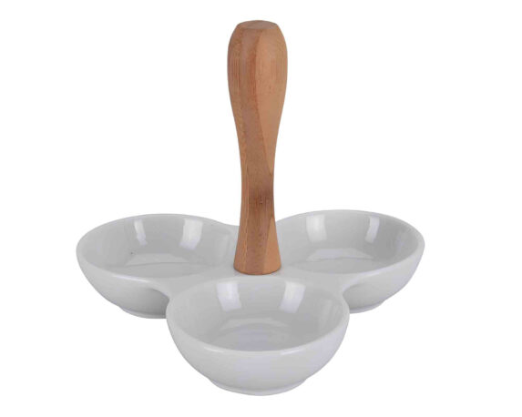 Aperitivo Elegante e Patrico con 3 Scoparti D20x17cm in Porcellana e Bamboo