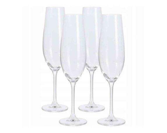Set 4 Pz Bicchieri Flutes Confezionati Eleganti e Pratici 260ml in Cristallo