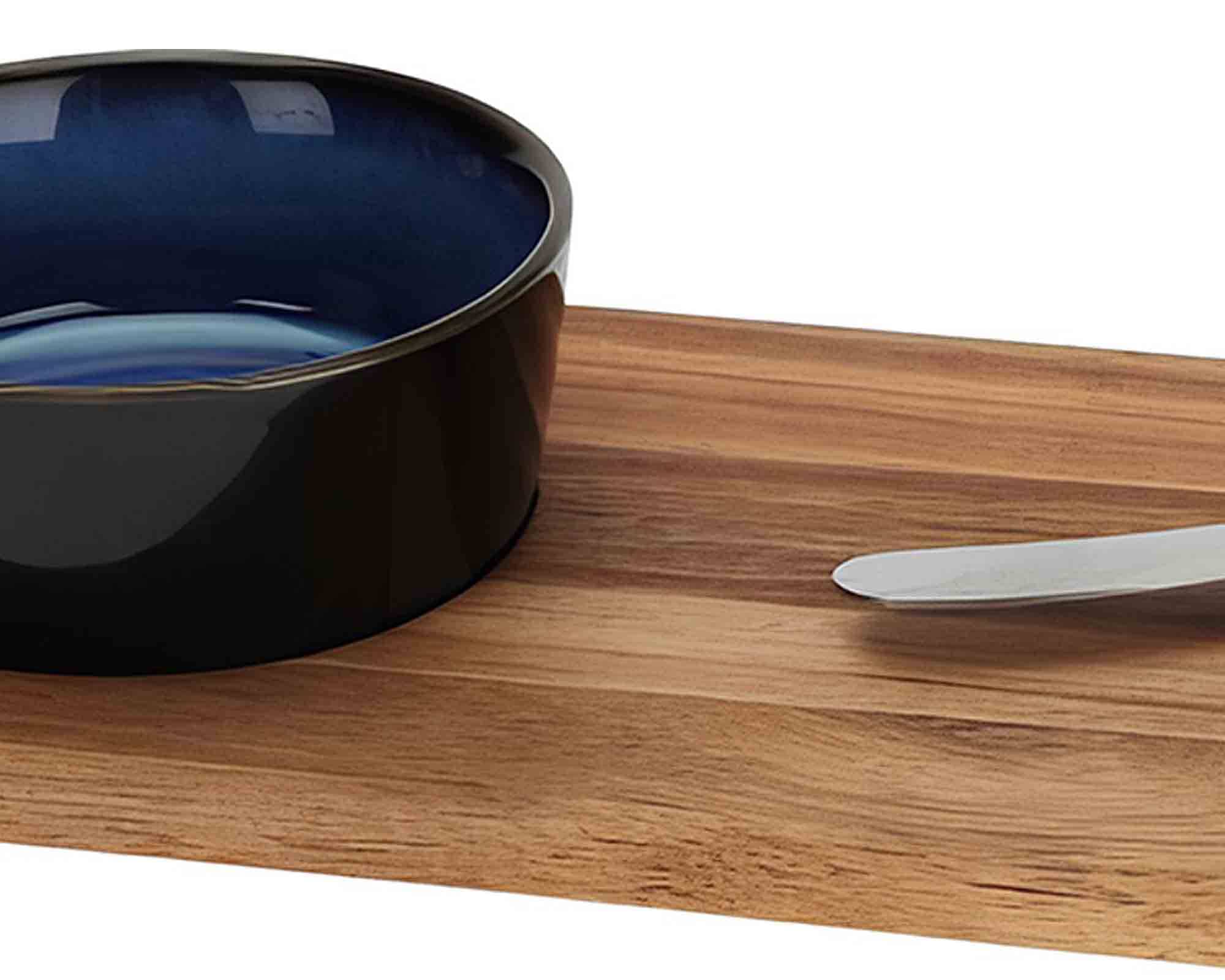 Set 3 Pz Aperitivo con Supporto 30x12x3,5cm in Legno di Acacia, Gres e Ceramica - immagine 3