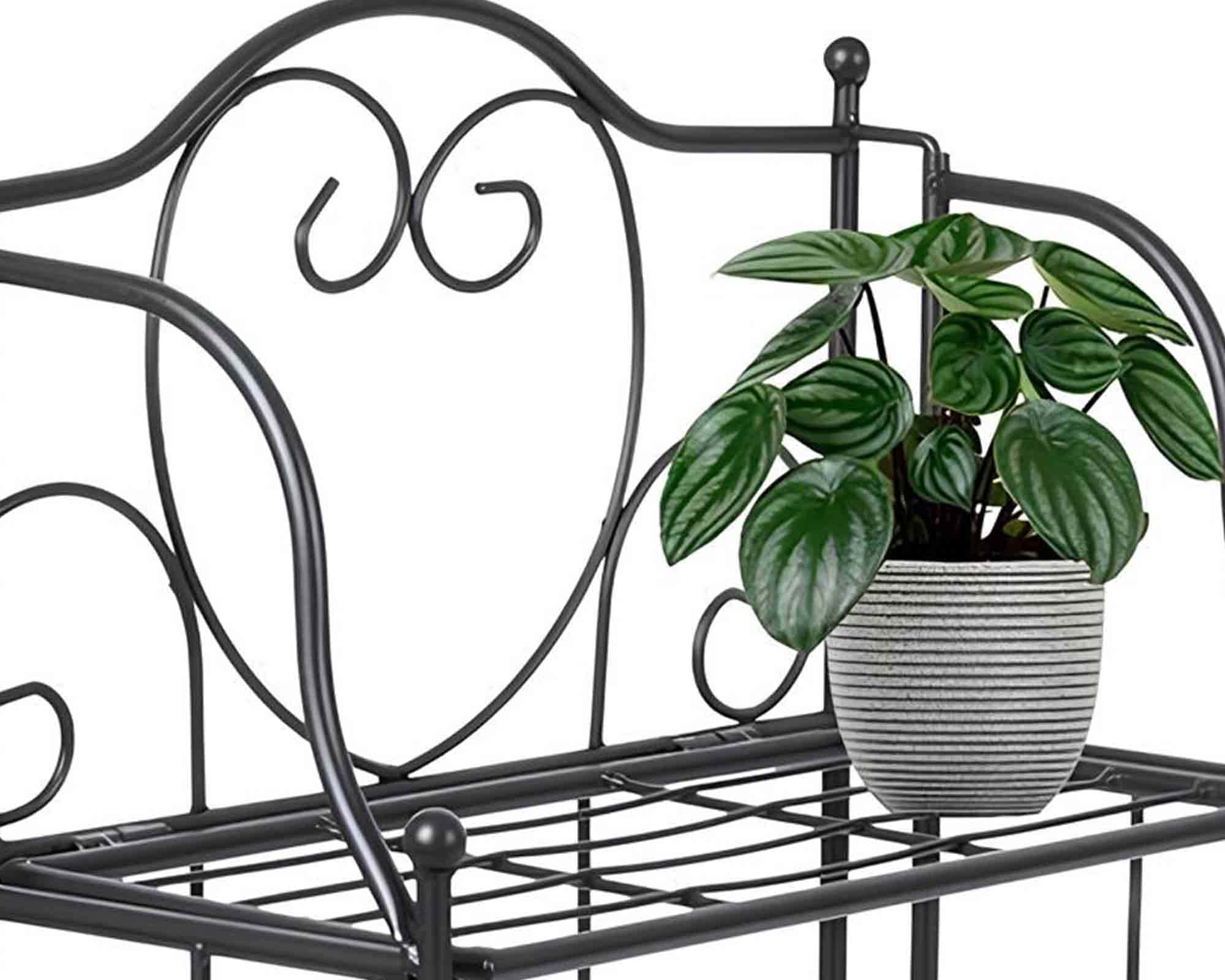 Scaffale per Piante con 2 Piani Antracite 34x65cm in Metallo - immagine 3