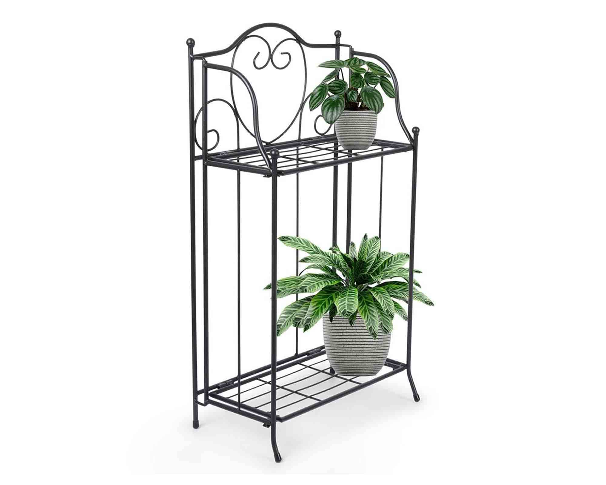 Scaffale per Piante con 2 Piani Antracite 34x65cm in Metallo - immagine 2