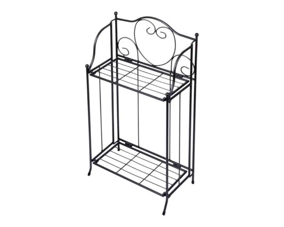 Scaffale per Piante con 2 Piani Antracite 34x65cm in Metallo