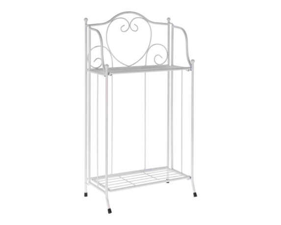 Scaffale per Piante con 2 Piani Bianco 34x65cm in Metallo