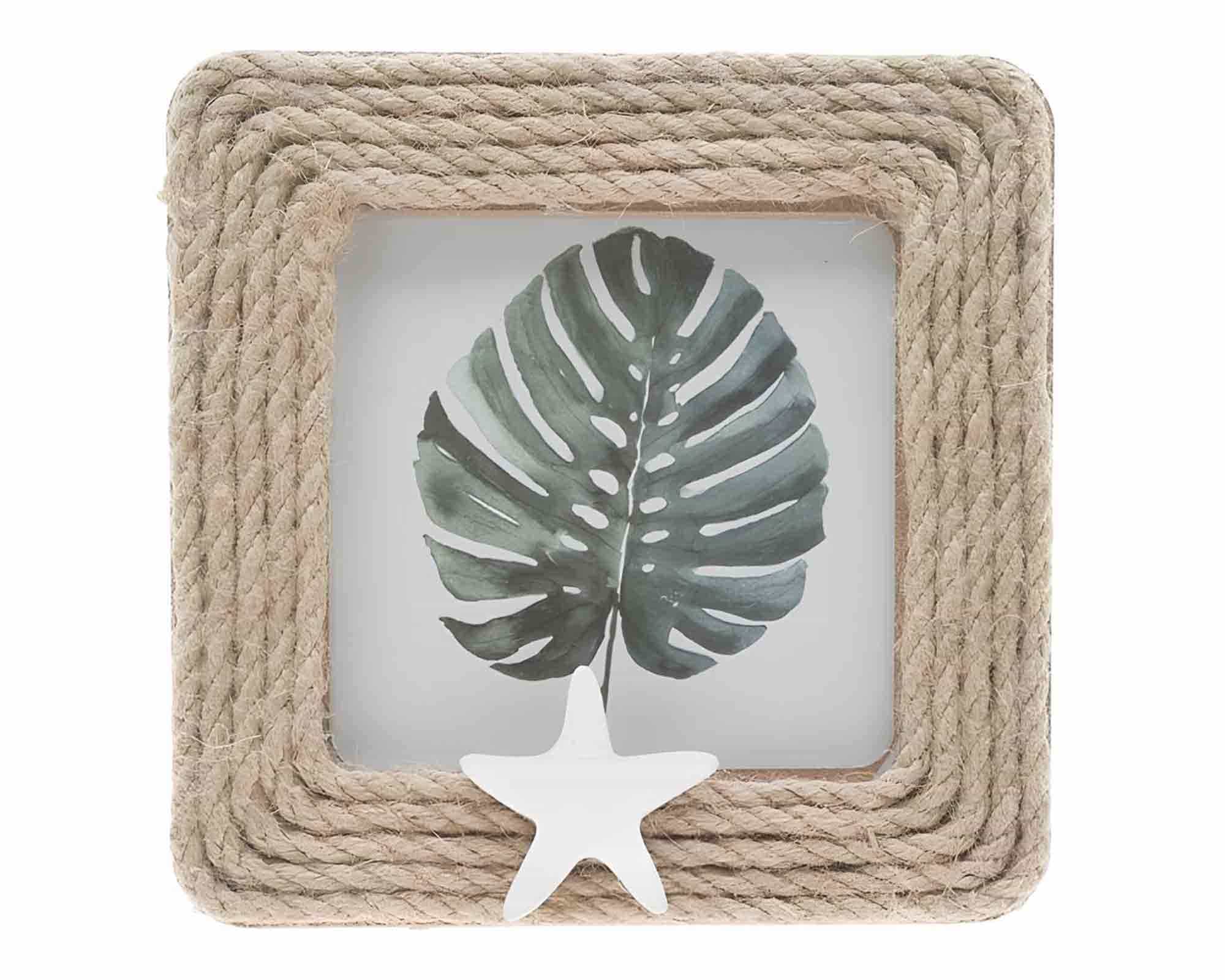 Portafoto Rustico e Naturale 14x14cm in Fibra Naturale