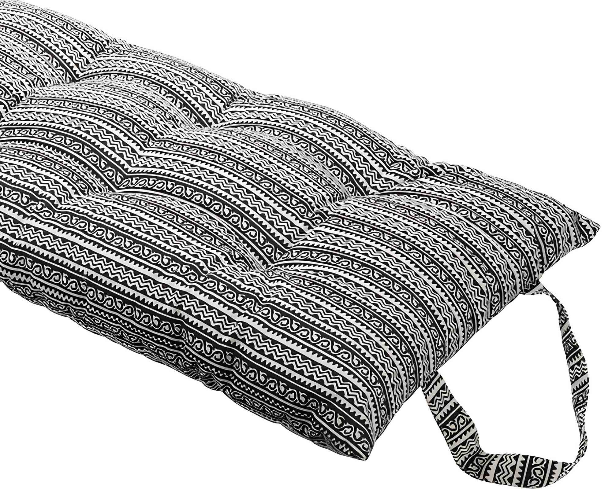 Cuscino per Panca Righe Nero 120x40cm in Cotone - immagine 2