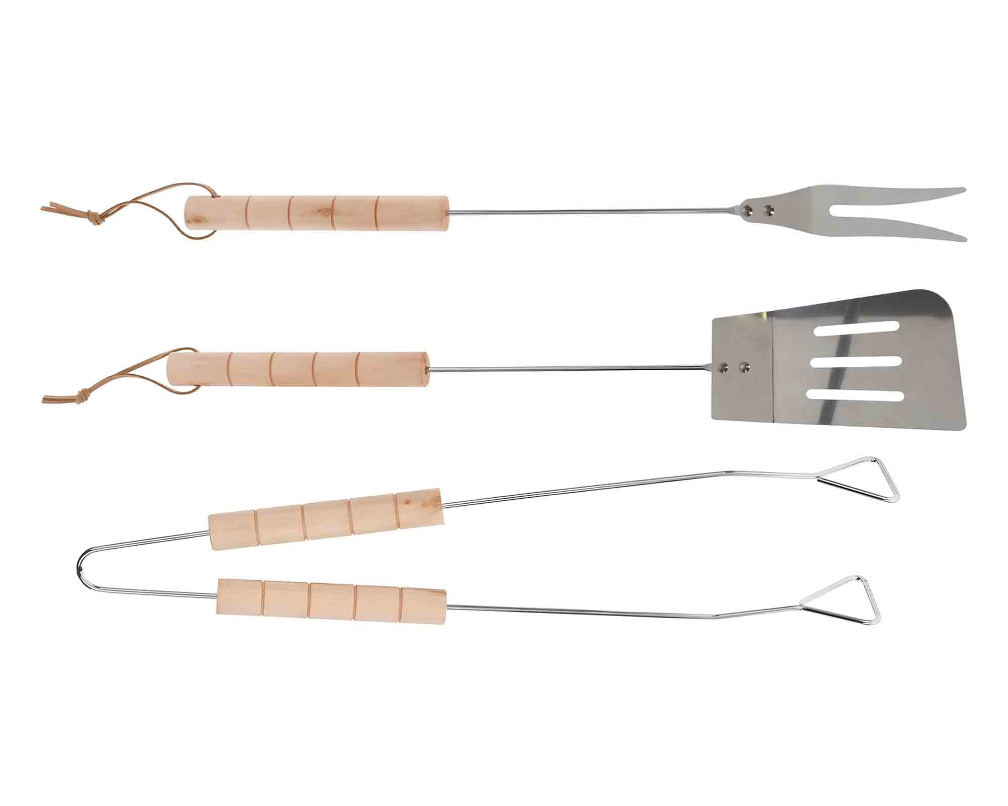 Set 3 Pz Utensili per Barbecue 44cm in Acciaio