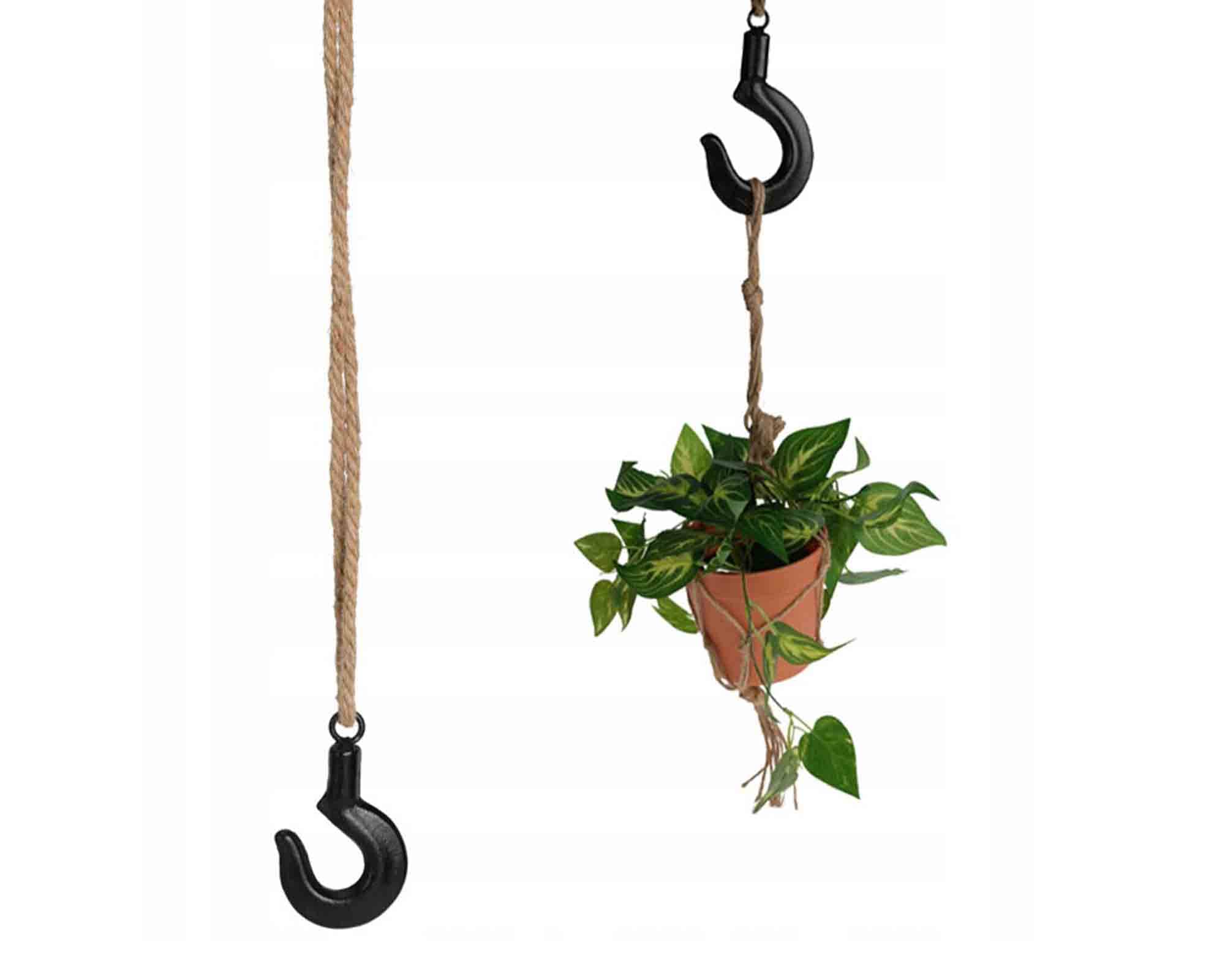 Gancio Decorativo 10,5cm in Metallo e Fibra Naturale - immagine 3