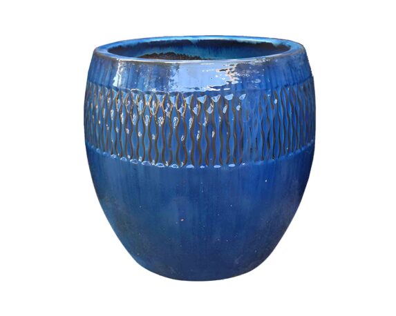 Cachepot Elengante e Pratico Blu D23x26cm in Ceramica