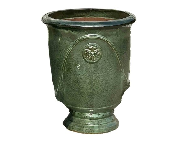 Cachepot con Piattino Indoor Petrolio D47x56cm in Ceramica