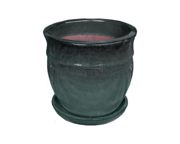 Cachepot con Piattino Indoor Petrolio D22x23cm in Ceramica