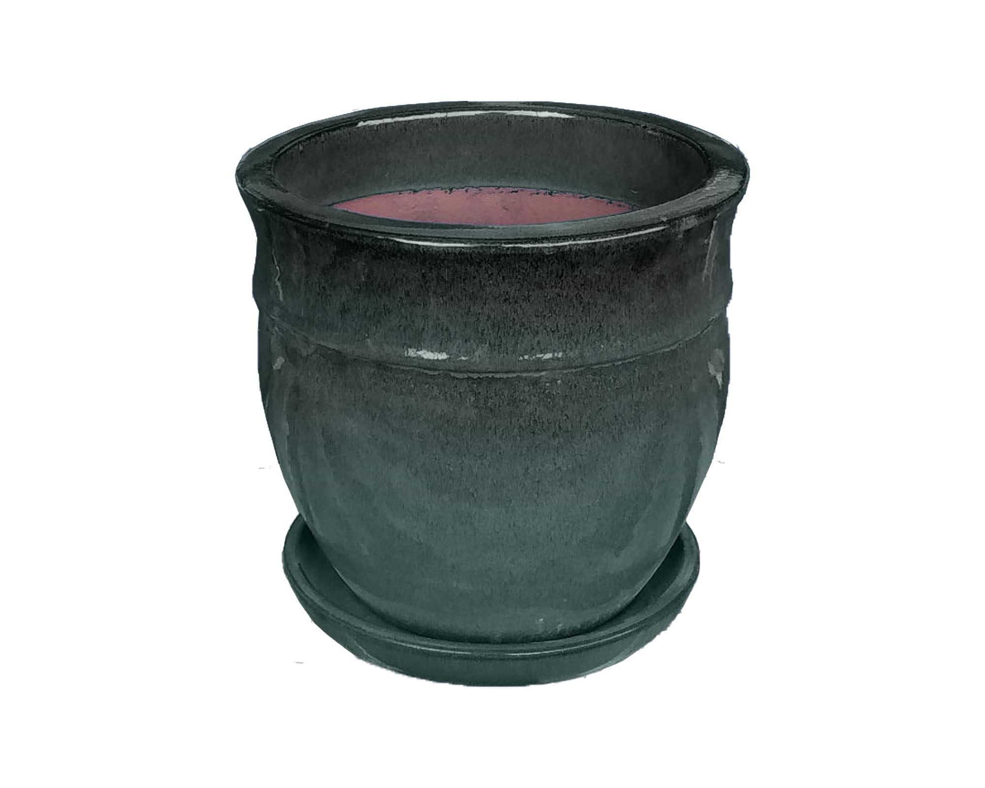 Cachepot con Piattino Indoor Petrolio D22x23cm in Ceramica