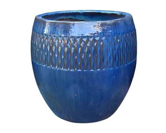 Cachepot Elengante e Pratico Blu D33x38cm in Ceramica