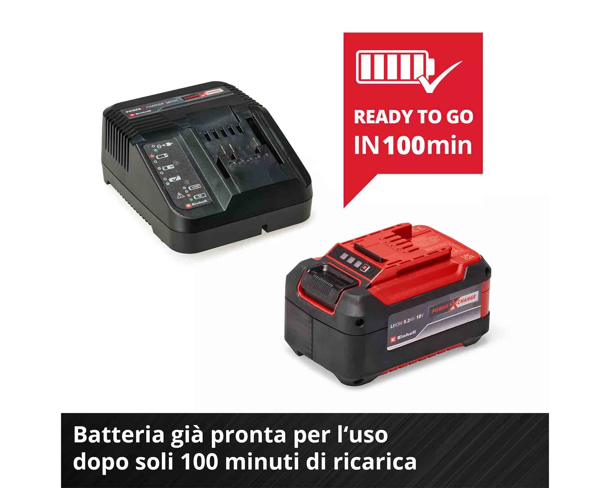 Batteria 5.2 AH con Caricabatterie 18 V Power X-Change - Einhel - immagine 4