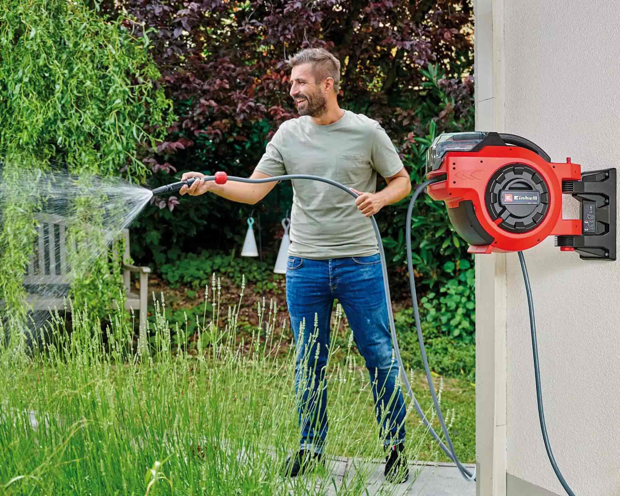 Tamburo Avvolgitubo Automatico a Batteria 18 V Orientabile Fino a 180° GE-HR 18/30 LI - Einhel - immagine 6