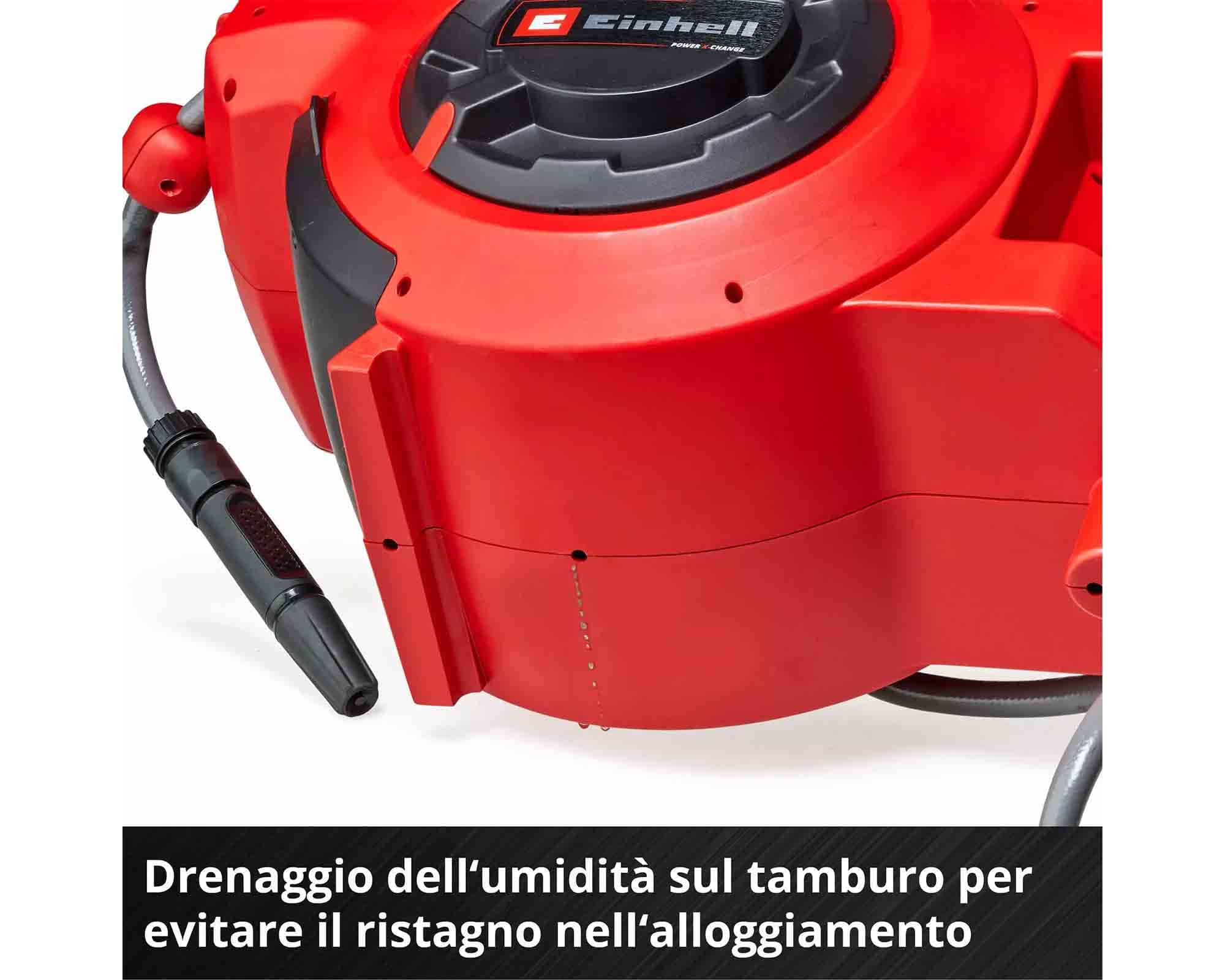 Tamburo Avvolgitubo Automatico a Batteria 18 V Orientabile Fino a 180° GE-HR 18/30 LI - Einhel - immagine 8