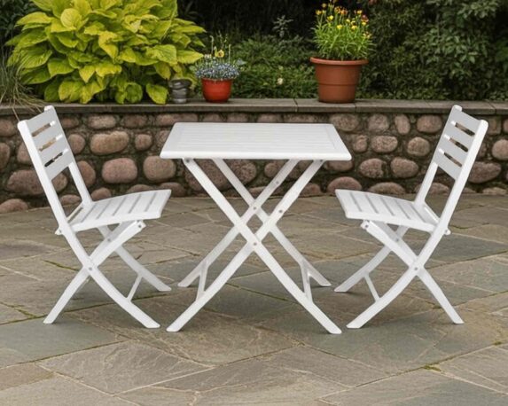 Set tavolo winny + 2 sedie bianco alluminio