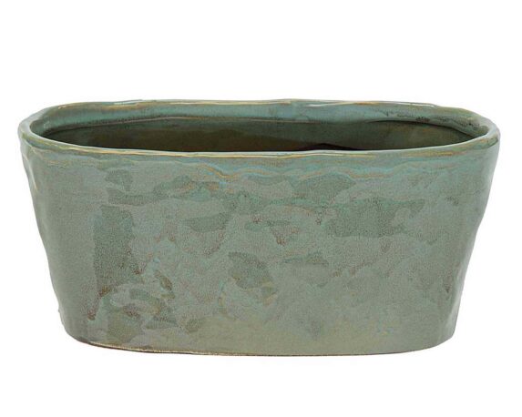 Cachepot Ovale Village Verde Oliva 25×3,5x11cm in Ceramica