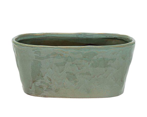 Cachepot Ovale Village Verde Oliva 22,5x10cm in Ceramica