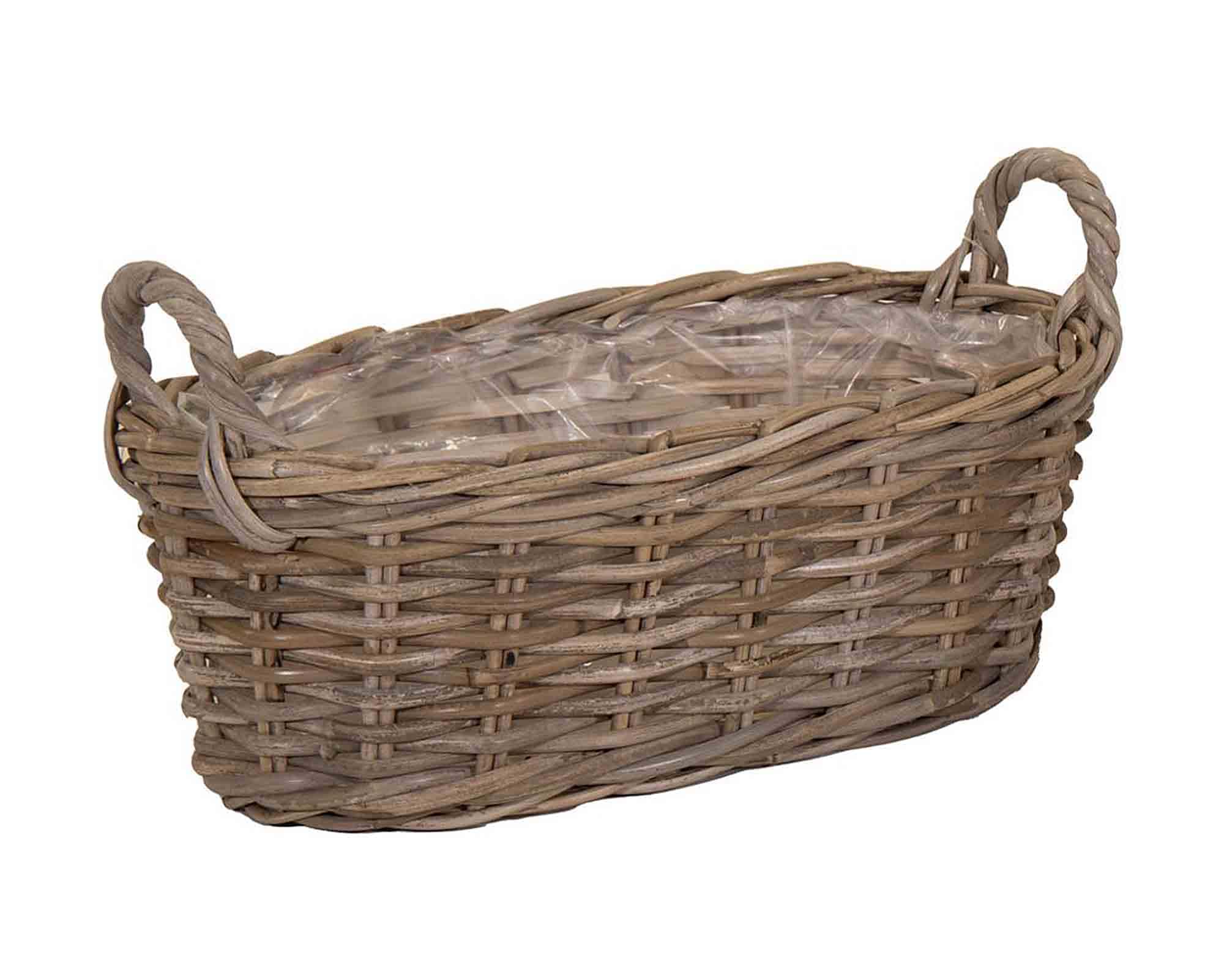 Cesta Ovale con Manici Naturale 39x17x15cm in Rattan