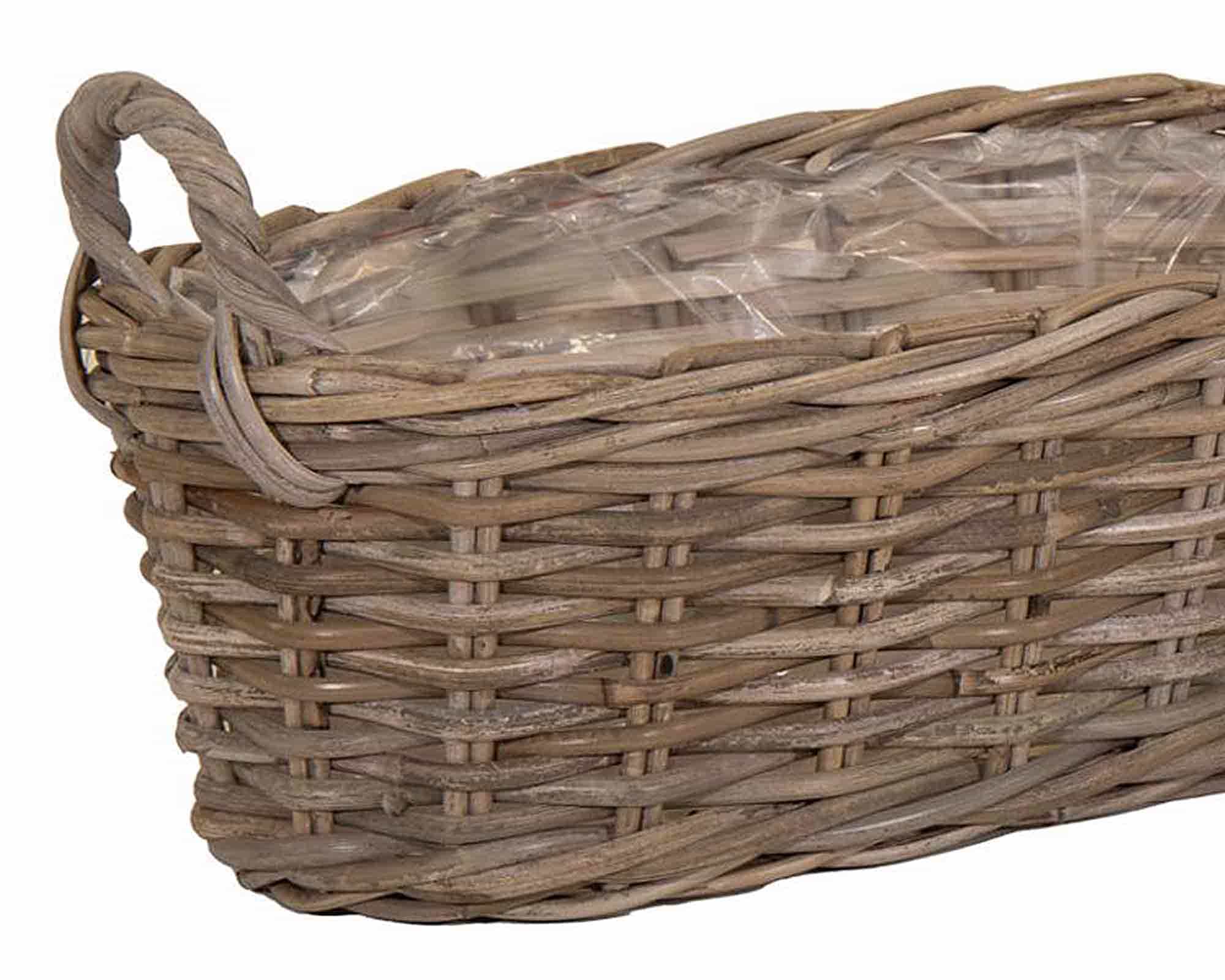 Cesta Ovale con Manici Naturale 43x21x17cm in Rattan - immagine 2