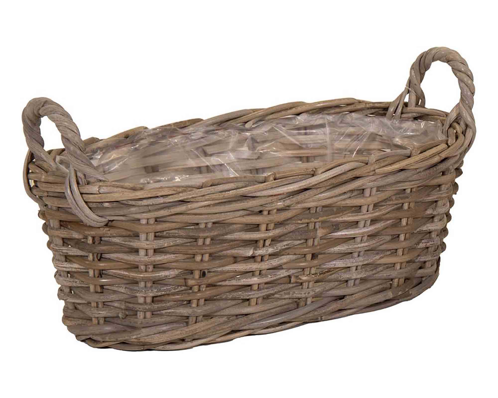 Cesta Ovale con Manici Naturale 43x21x17cm in Rattan