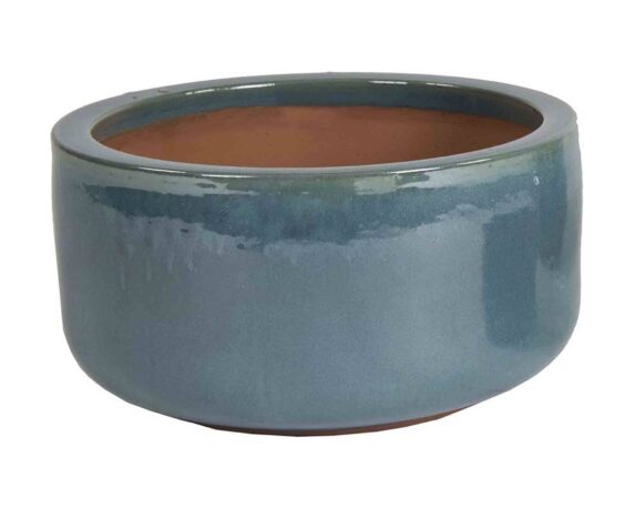 Cachepot Elengante e Decorativo Smaltato Ceruleo D21x10cm in Ceramica