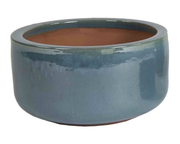Cachepot Elengante e Decorativo Smaltato Ceruleo D30x14cm in Ceramica