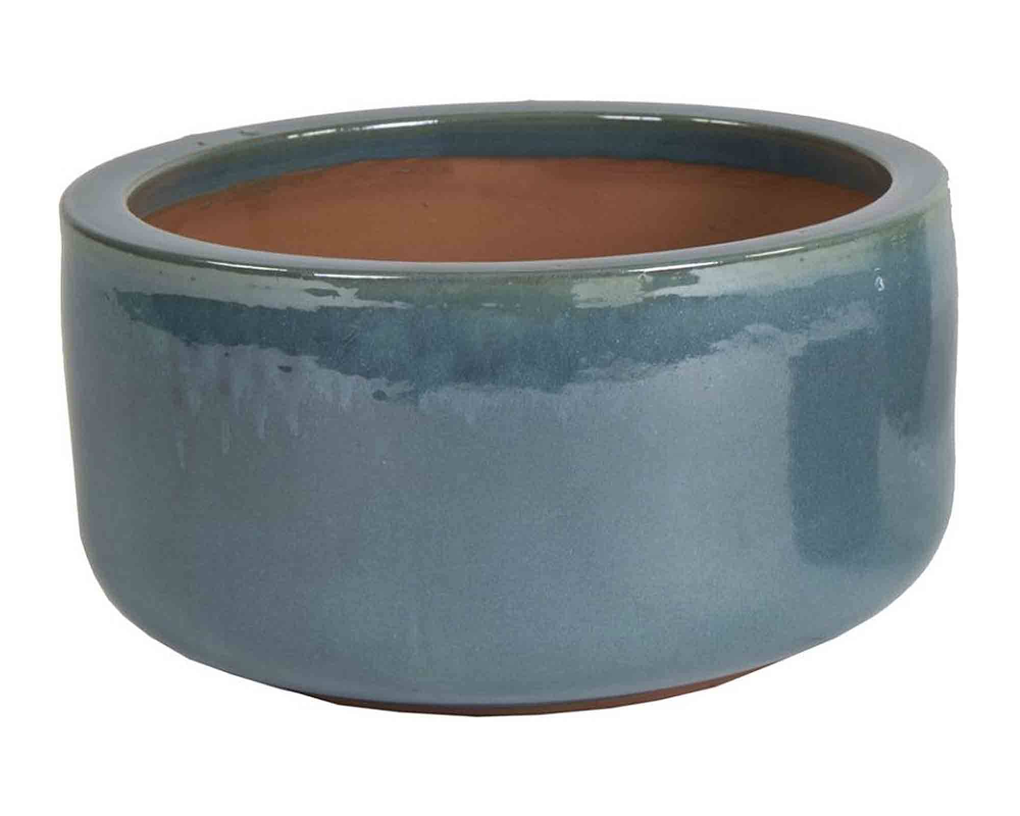 Cachepot Elengante e Decorativo Smaltato Ceruleo D30x14cm in Ceramica