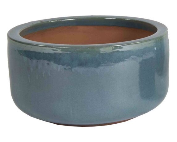 Cachepot Elengante e Decorativo Smaltato Ceruleo D38x20cm in Ceramica