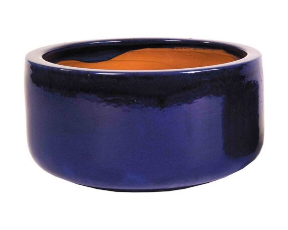 Cachepot Elengante e Decorativo Smaltato Blu D21x10cm in Ceramica