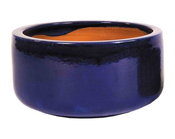 Cachepot Elengante e Decorativo Smaltato Blu D31x15cm in Ceramica