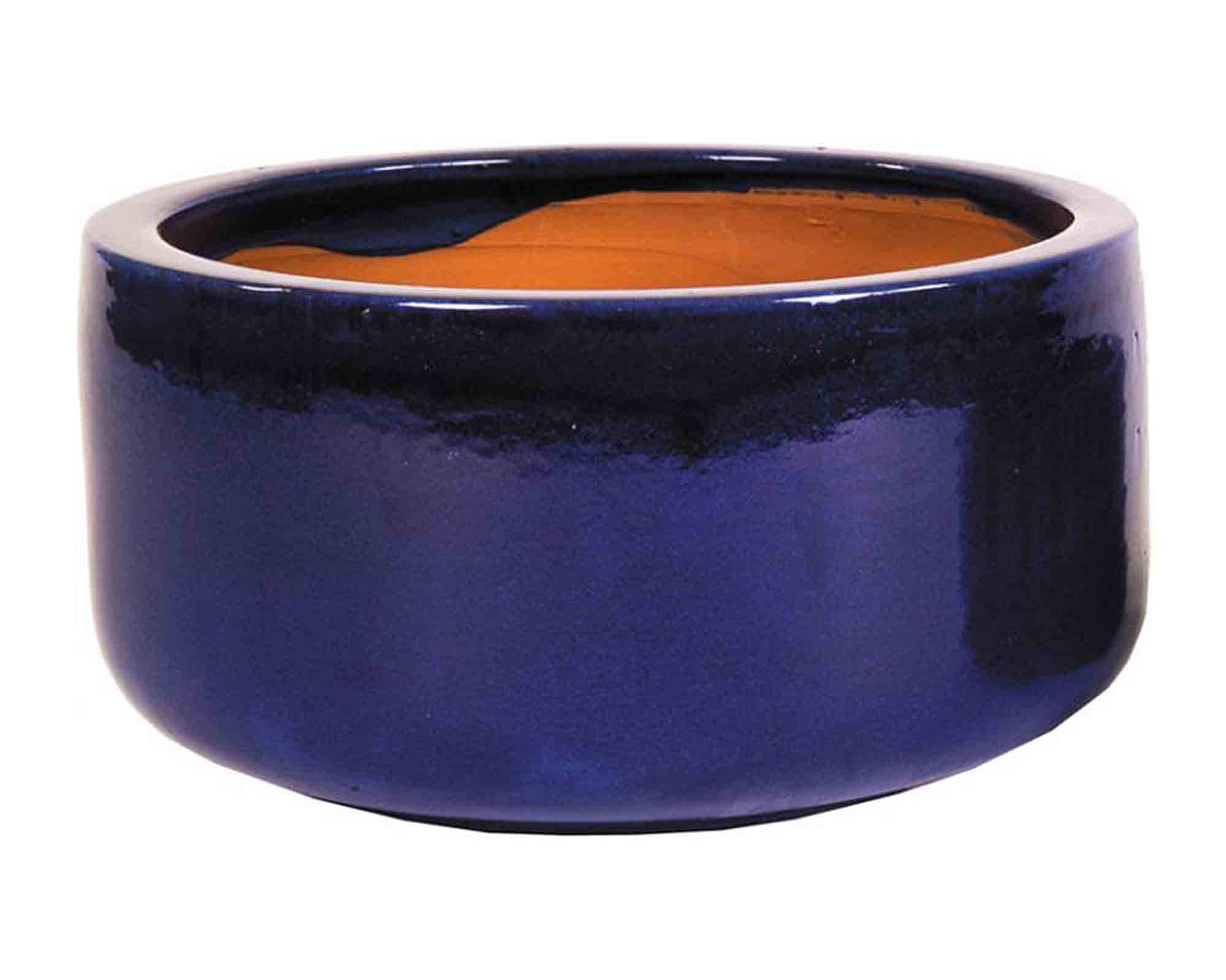 Cachepot Elengante e Decorativo Smaltato Blu D31x15cm in Ceramica