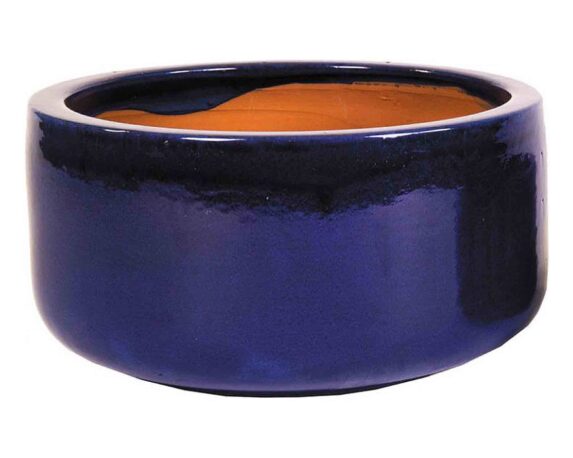 Cachepot Elengante e Decorativo Smaltato Blu D38x20cm in Ceramica
