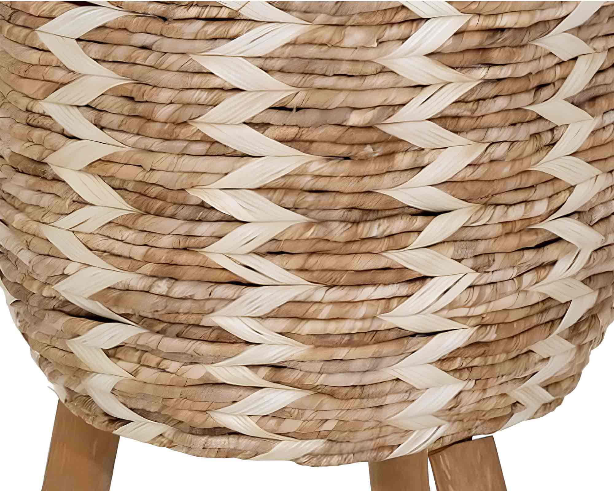 Cachepot Zigzag con Piedi Beige Naturale D18x44cm in Rattan e Legno - immagine 2